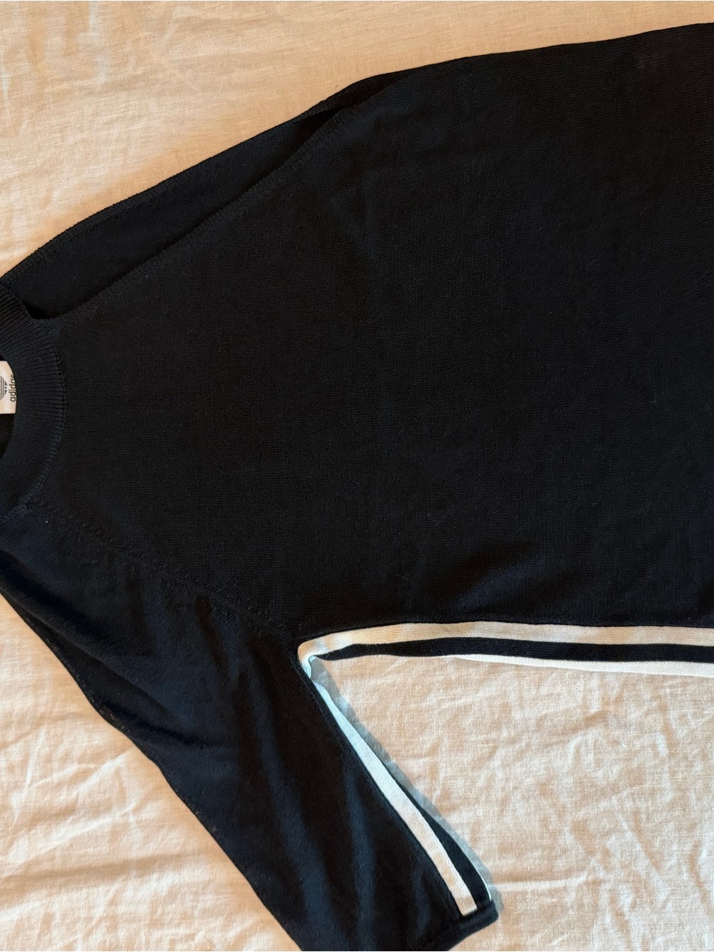 adidas Black one shoulder top with White and Light Blue Side Stripes